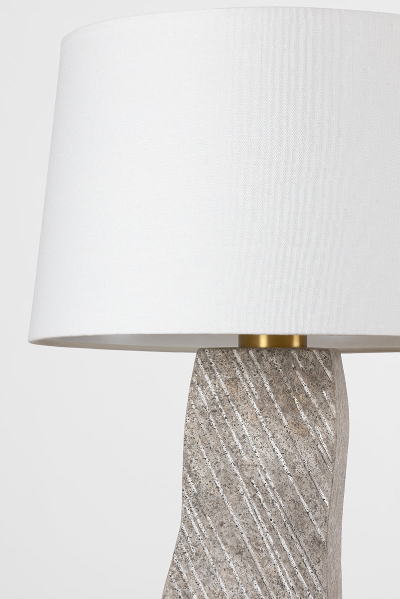 Hudson Valley Raiden Table Lamp in Aged Brass / Ceramic Windswept White, room setting 1