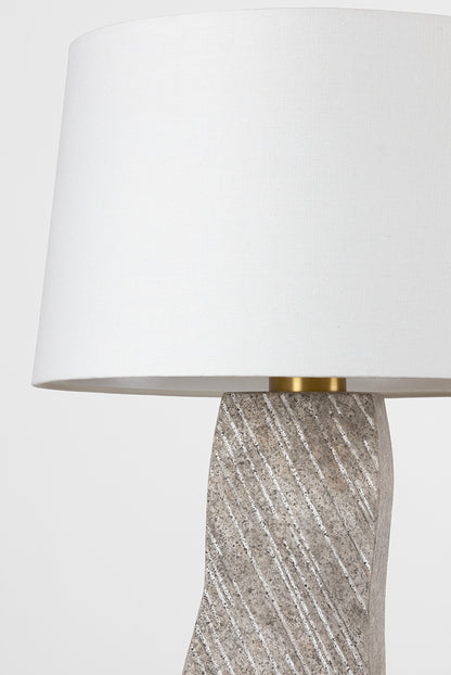 Hudson Valley Raiden Table Lamp in Aged Brass / Ceramic Windswept White, room setting 1