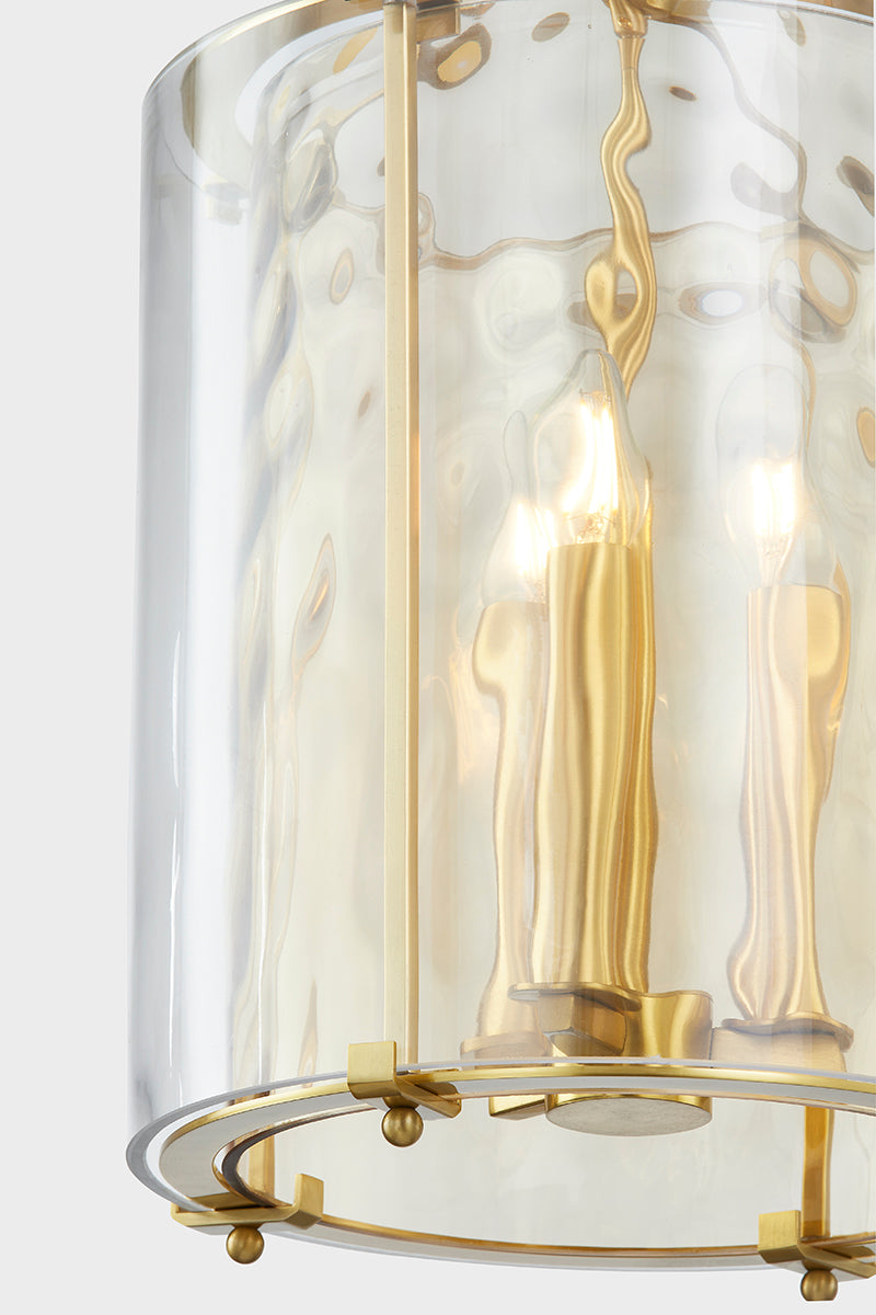 Hudson Valley Ramsey 3-Light Lantern in Aged Brass, room setting 2
