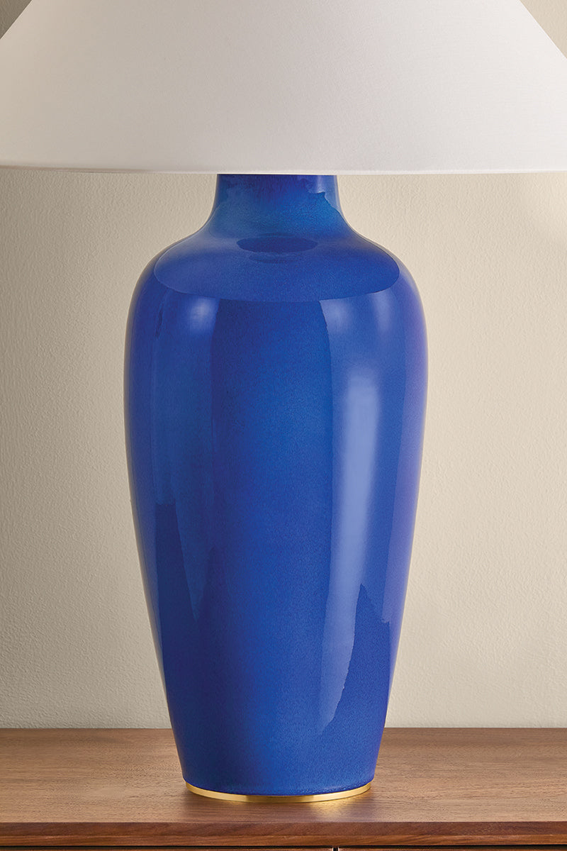 Hudson Valley Rhinelander Table Lamp in Aged Brass, room setting 2