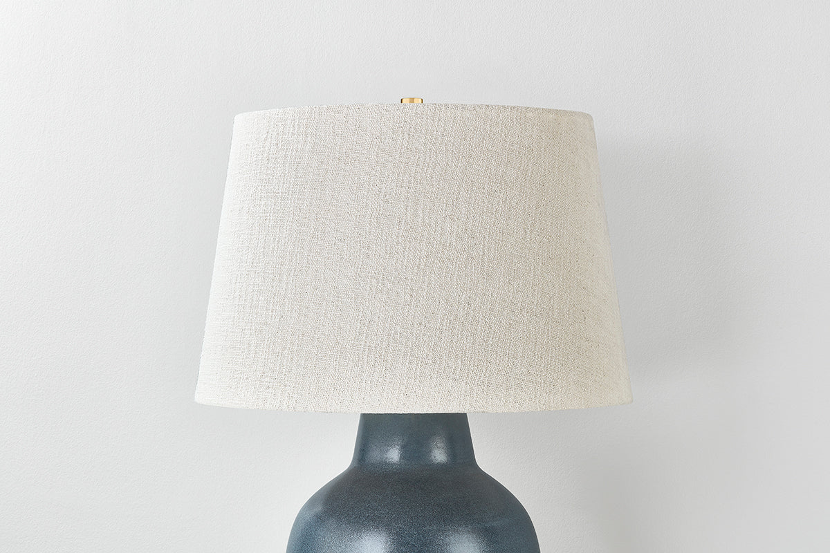 Hudson Valley Ridgefield Table Lamp in Aged Brass / Ceramic Textured Navy, room setting 2
