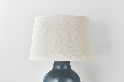 Hudson Valley Ridgefield Table Lamp in Aged Brass / Ceramic Textured Navy, room setting 2