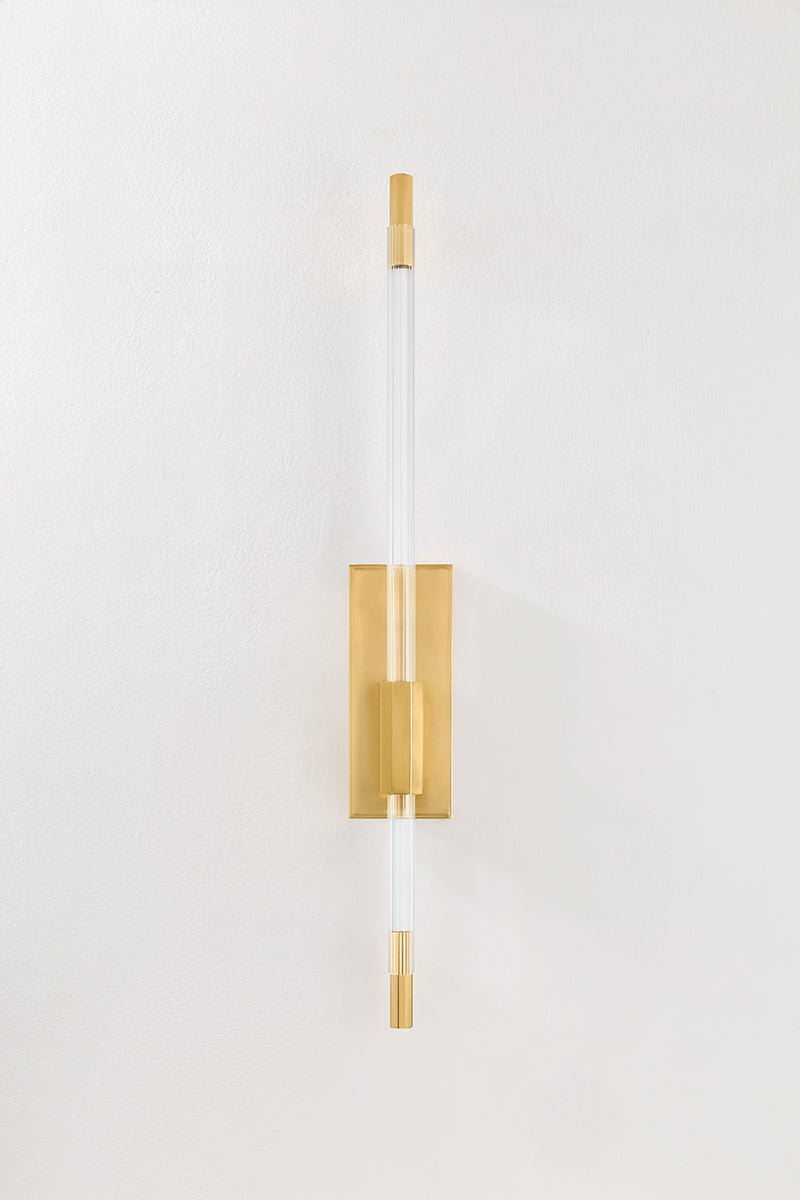 Hudson Valley Rosco Wall Sconce in Aged Brass, room setting 1