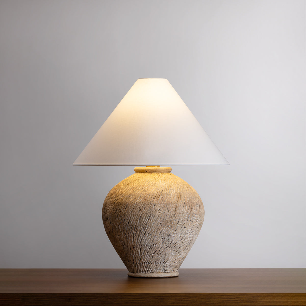 Hudson Valley Rumbrook Table Lamp in Aged Brass / Ceramic Ancient Texture, alternate view 1