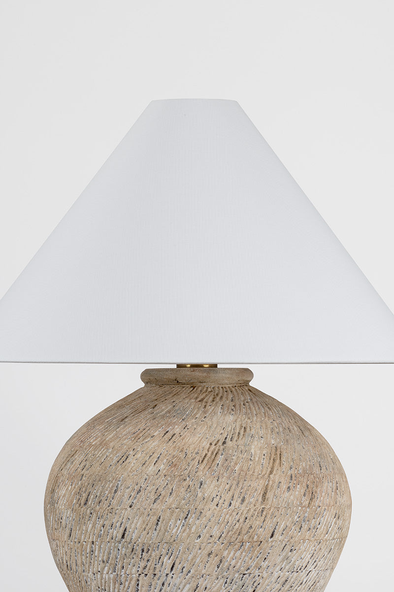 Hudson Valley Rumbrook Table Lamp in Aged Brass / Ceramic Ancient Texture, room setting 1