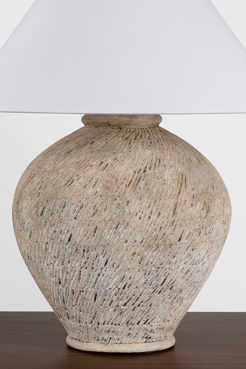 Hudson Valley Rumbrook Table Lamp in Aged Brass / Ceramic Ancient Texture, room setting 2