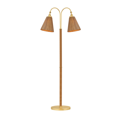 Hudson Valley Ruthin 2-Light Floor Lamp Aged Brass
