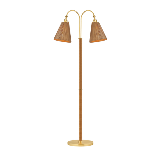 Hudson Valley Ruthin 2-Light Floor Lamp Aged Brass