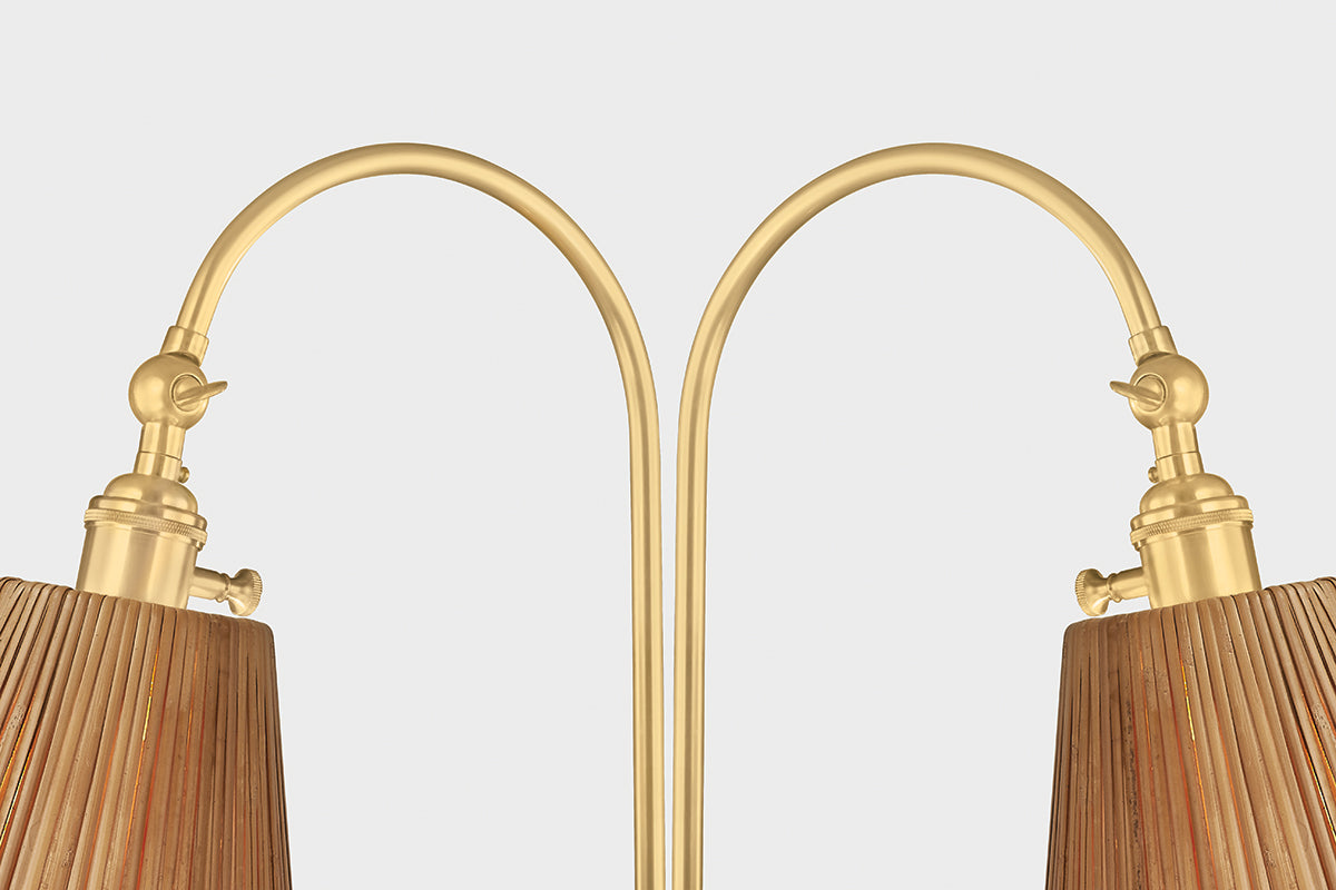 Hudson Valley Ruthin 2-Light Floor Lamp in Aged Brass, room setting 3