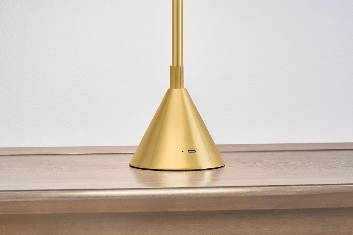 Hudson Valley Salma Table Lamp in Aged Brass, room setting 1
