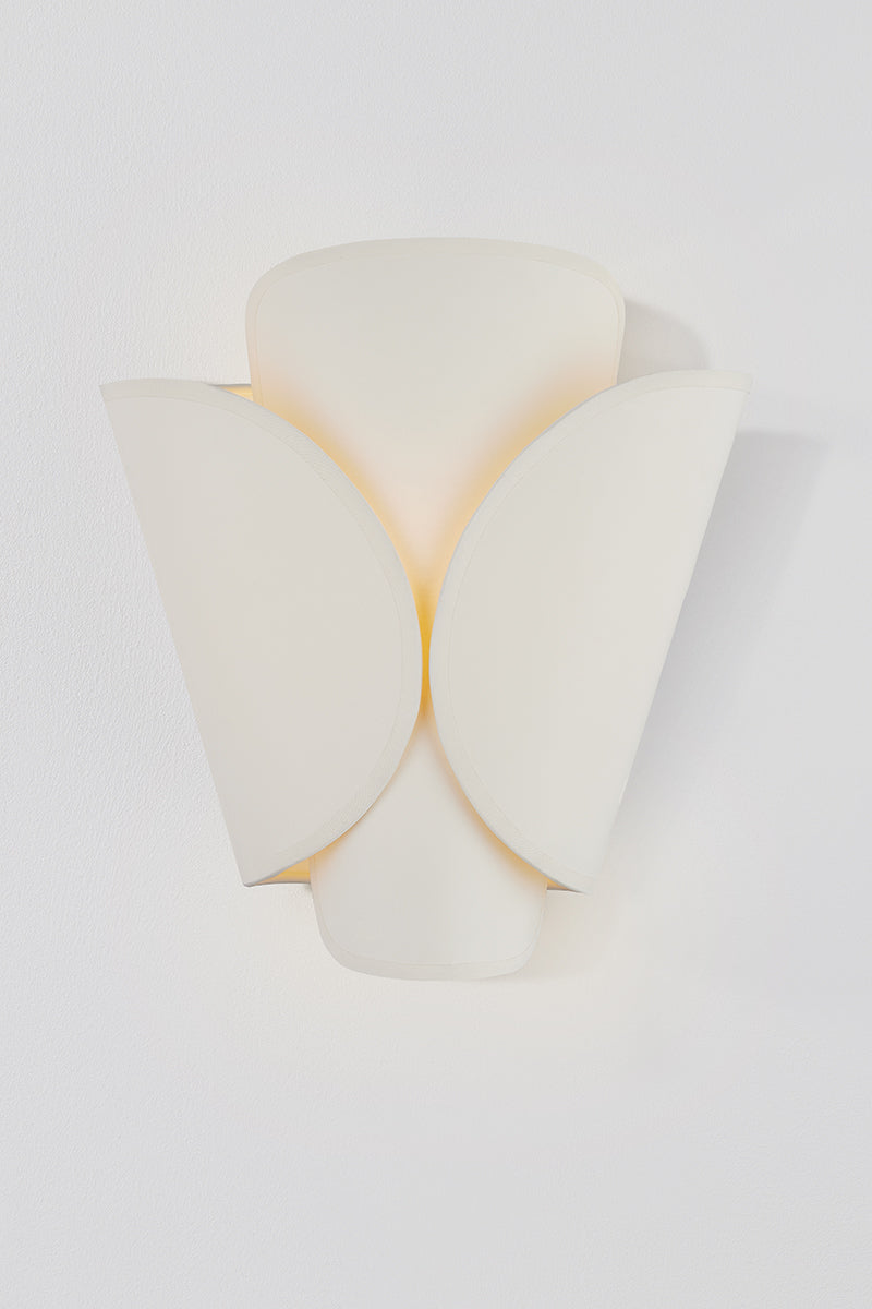 Hudson Valley Savoie Wall Sconce in Aged Brass / Off White, room setting 1