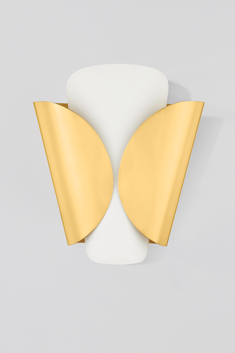 Hudson Valley Savoie Wall Sconce in Aged Brass / Steel Shade, room setting 1