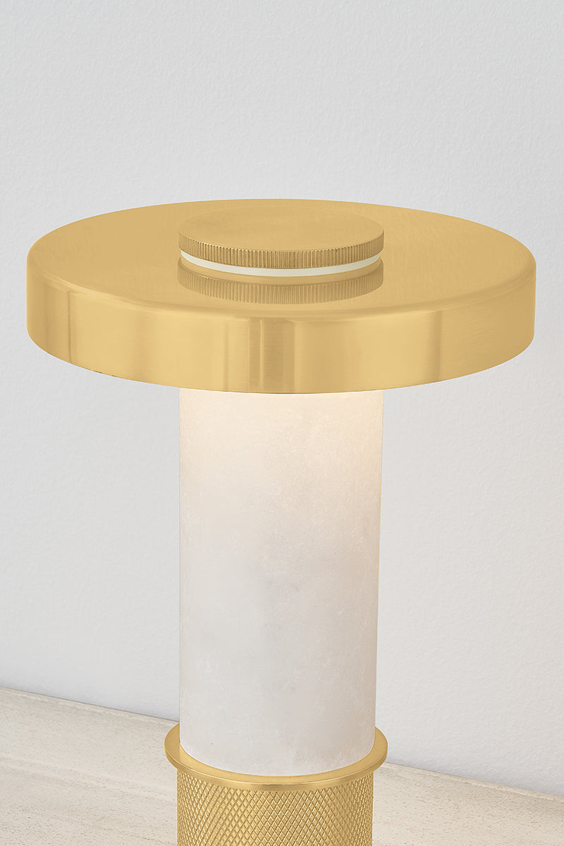 Hudson Valley Sefton Table Lamp in Aged Brass, room setting 1