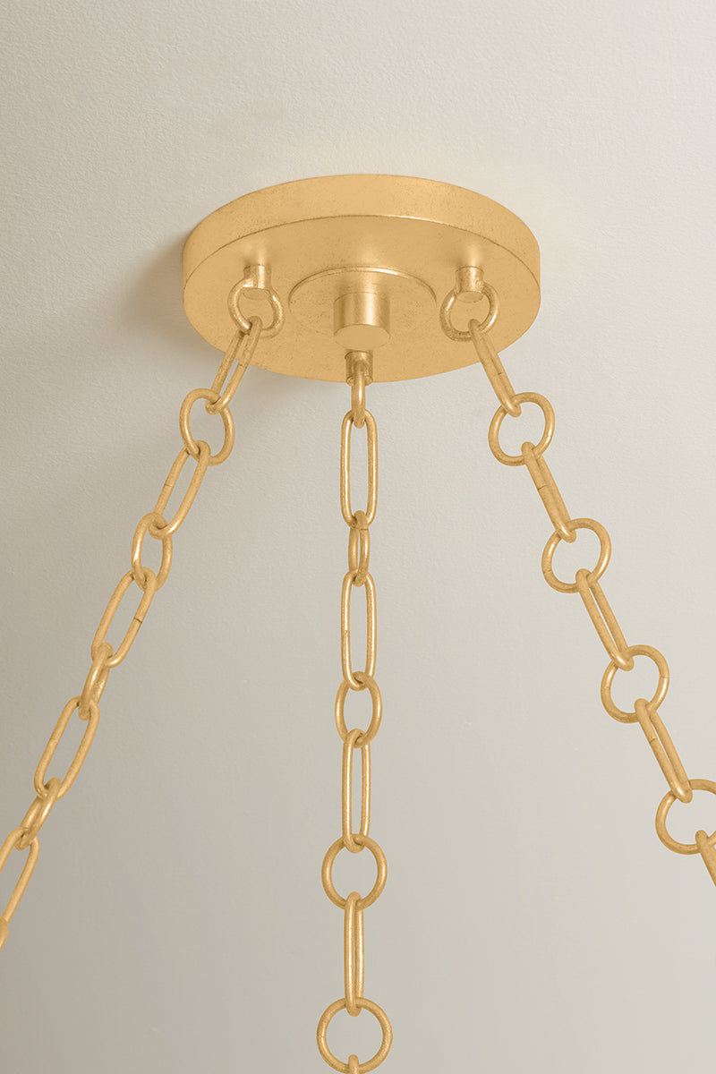 Hudson Valley Spring Valley 5-Light Chandelier in Vintage Gold Leaf, room setting 1