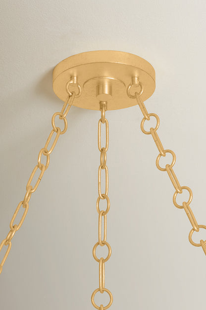 Hudson Valley Spring Valley 5-Light Chandelier in Vintage Gold Leaf, room setting 1