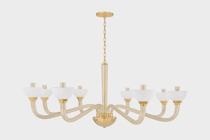 Hudson Valley St. Lawrence 8-Light Chandelier in Aged Brass, room setting 1