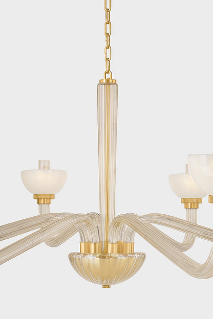 Hudson Valley St. Lawrence 8-Light Chandelier in Aged Brass, room setting 2
