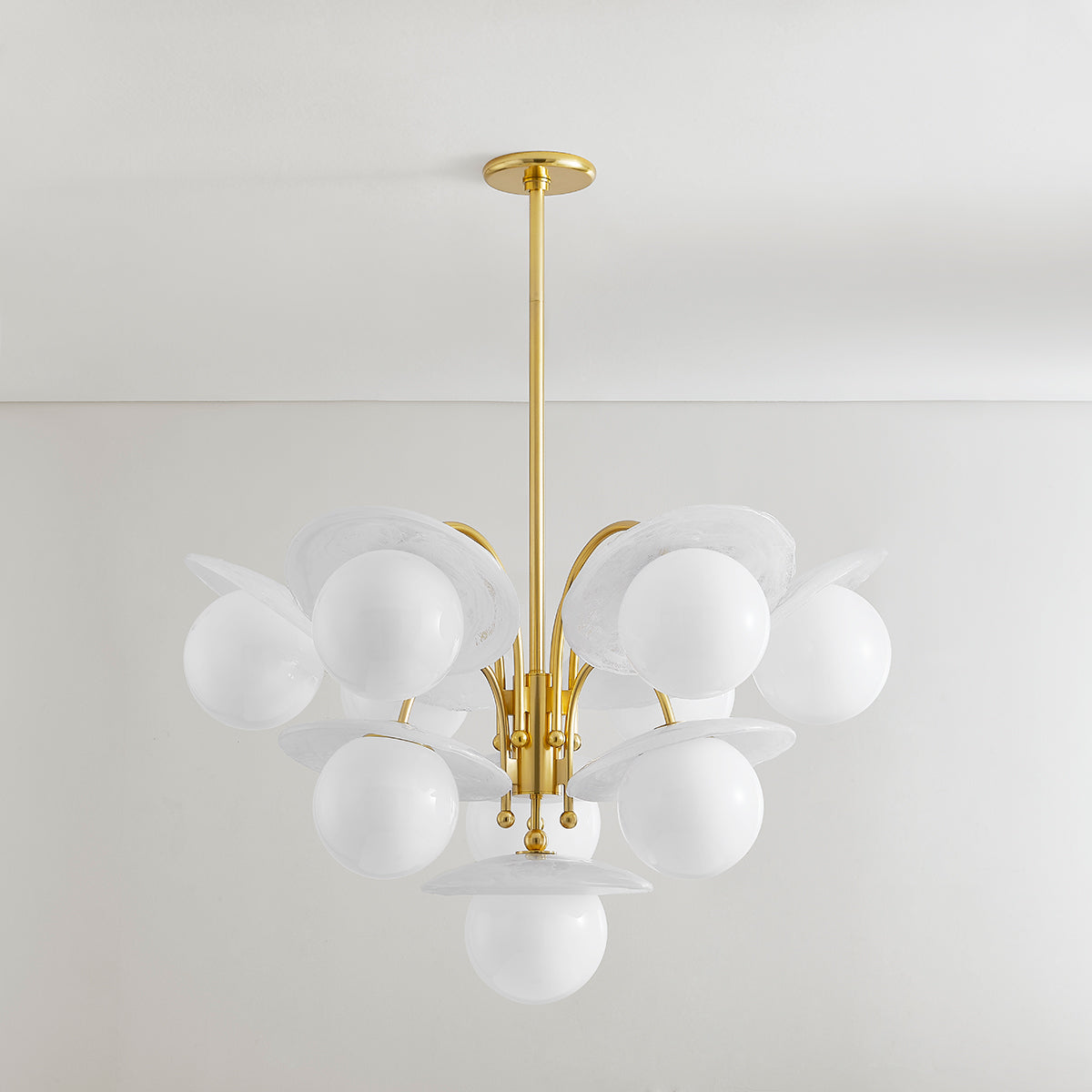 Hudson Valley Stampford 10-Light Chandelier in Aged Brass, alternate view 1
