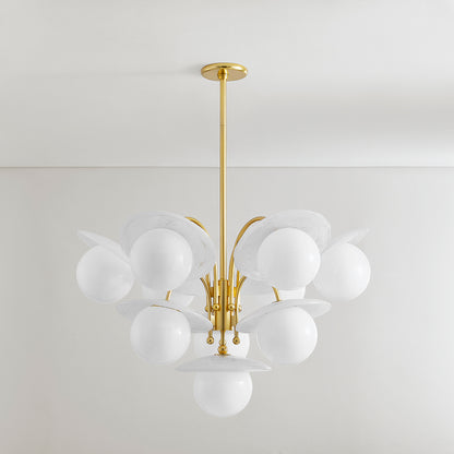 Hudson Valley Stampford 10-Light Chandelier in Aged Brass, alternate view 1