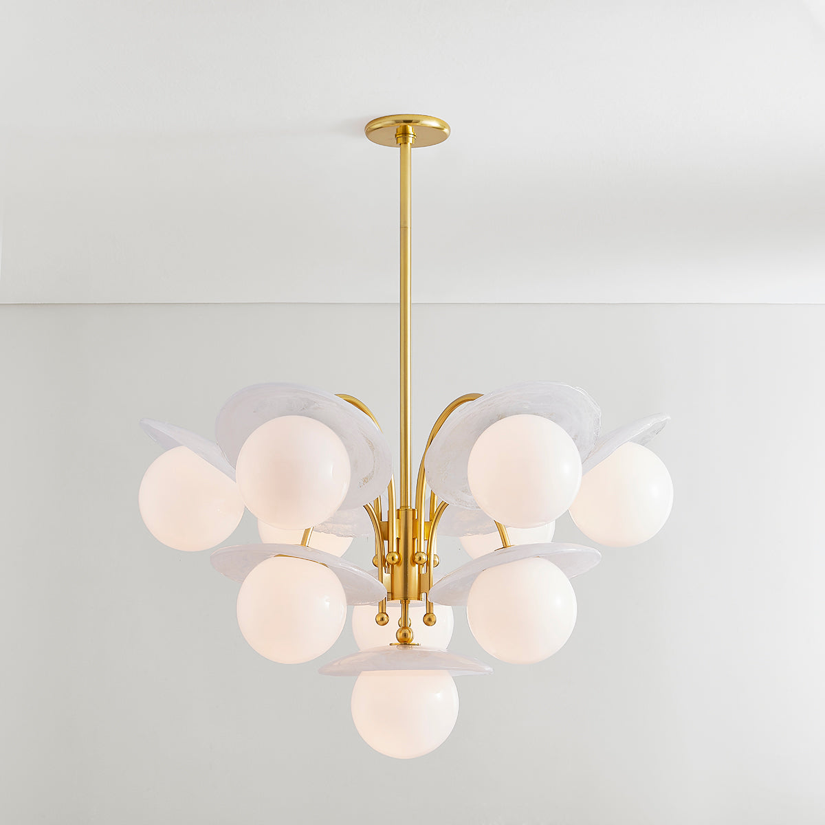 Hudson Valley Stampford 10-Light Chandelier in Aged Brass, alternate view 2
