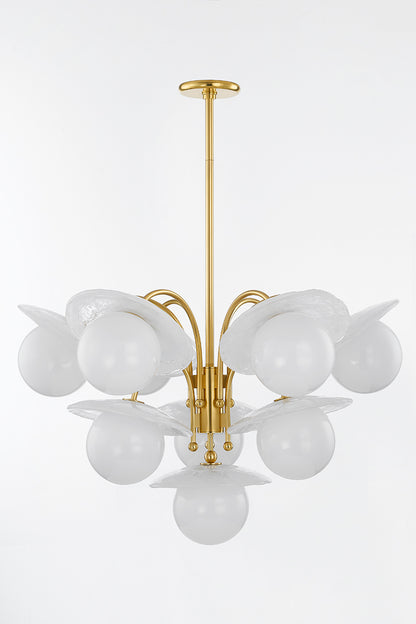 Hudson Valley Stampford 10-Light Chandelier in Aged Brass, room setting 1