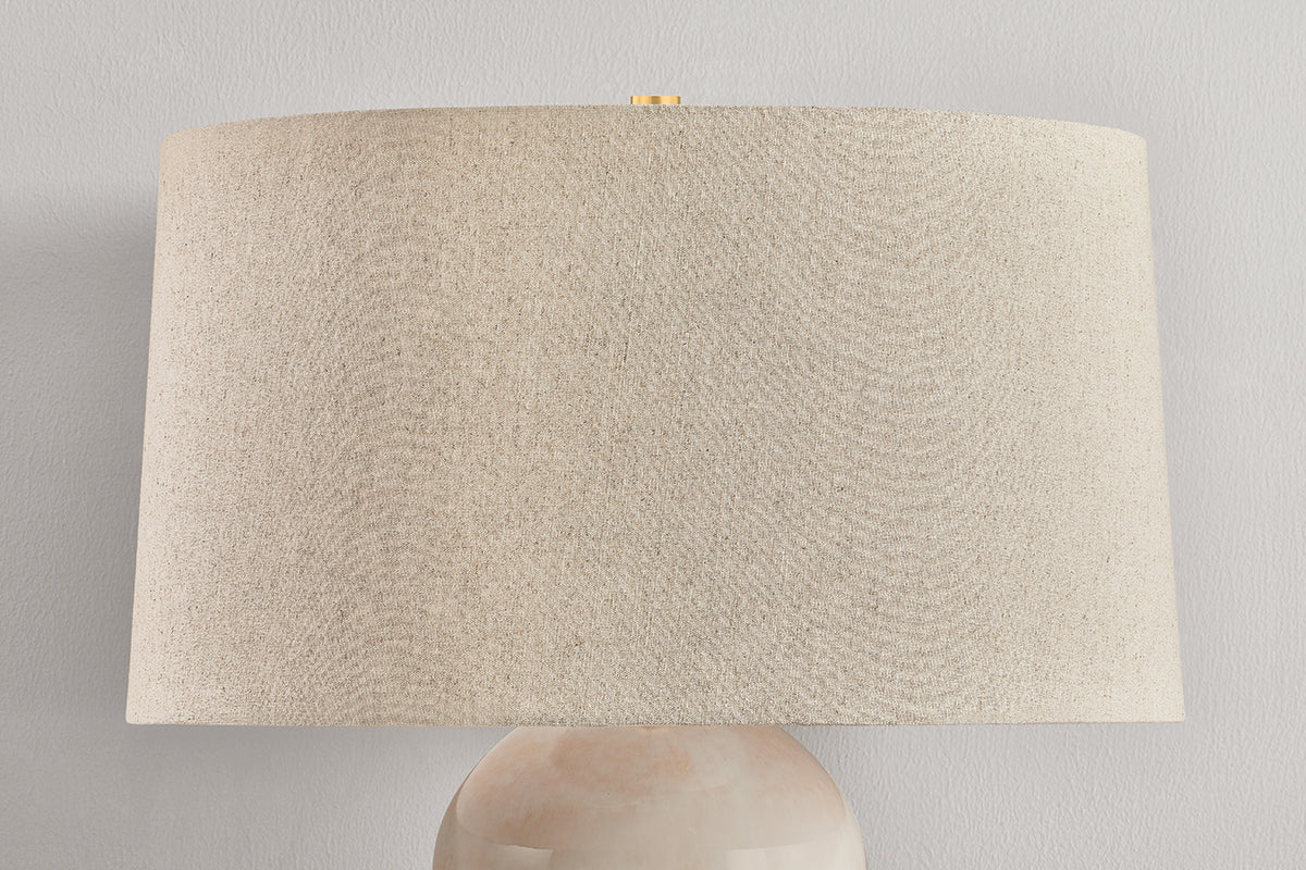 Hudson Valley Stevens Point Table Lamp in Aged Brass, room setting 2