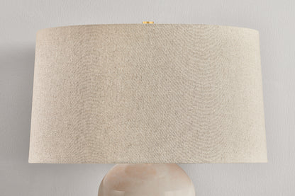 Hudson Valley Stevens Point Table Lamp in Aged Brass, room setting 2