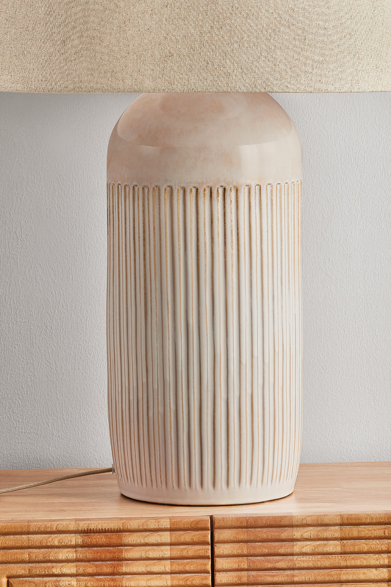 Hudson Valley Stevens Point Table Lamp in Aged Brass, room setting 3