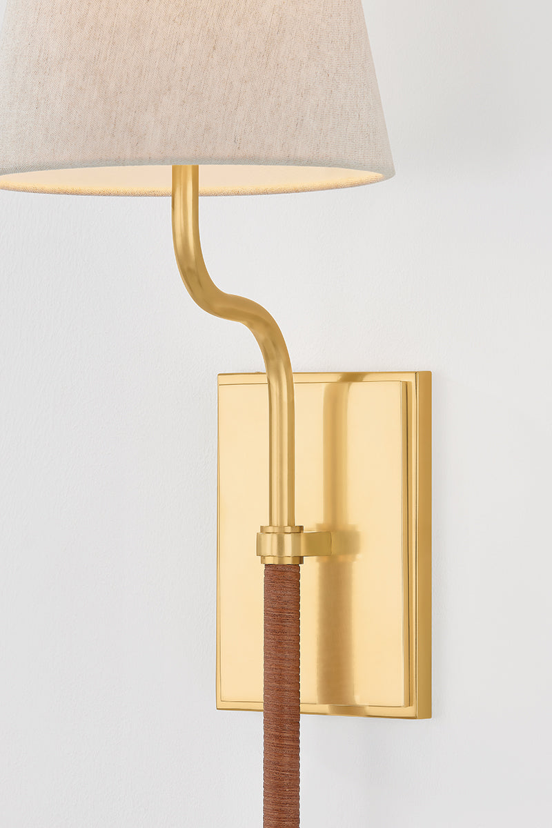 Hudson Valley Sullivan Wall Sconce in Aged Brass, room setting 2