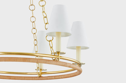 Hudson Valley Swanton 6-Light Chandelier in Aged Brass, room setting 2