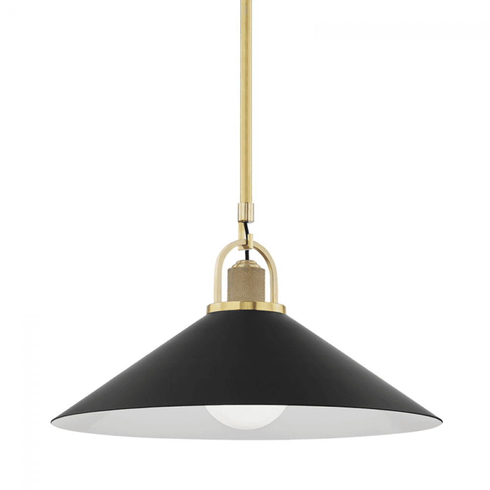 Hudson Valley Syosset Large Pendant Aged Brass, Black