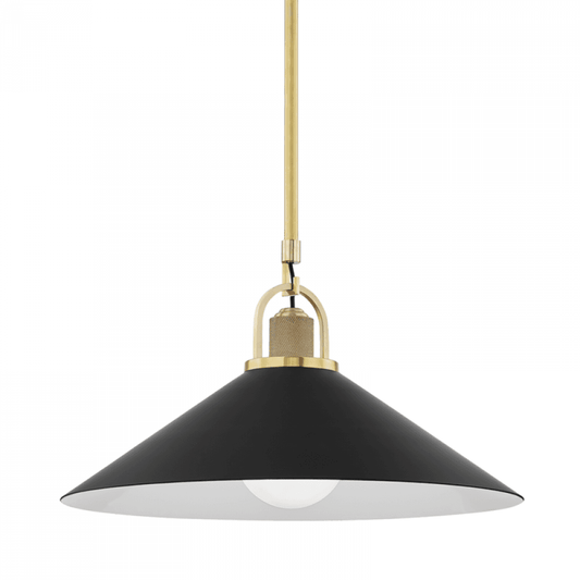 Hudson Valley Syosset Large Pendant Aged Brass, Black
