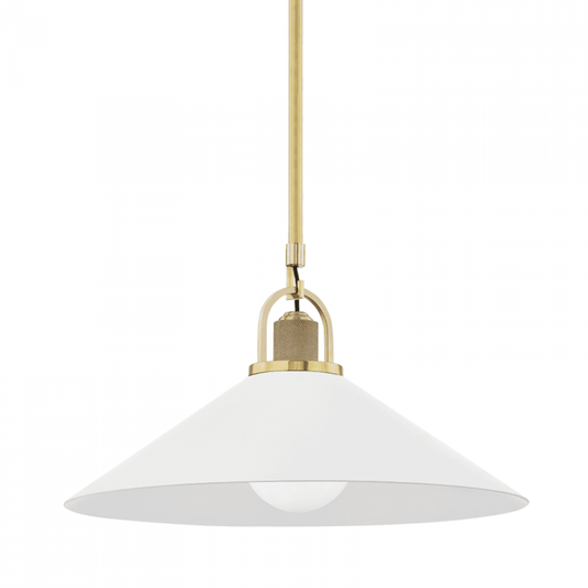 Hudson Valley Syosset Large Pendant Aged Brass, White