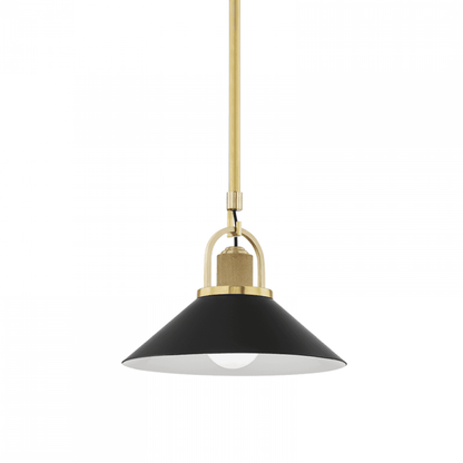 Hudson Valley Syosset Small Pendant Aged Brass, Black
