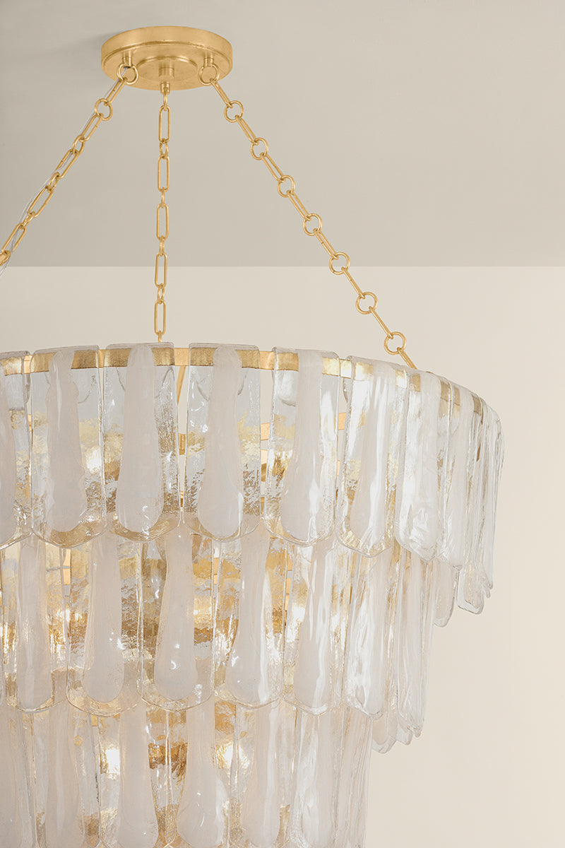 Hudson Valley Tappan 21-Light Chandelier in Vintage Gold Leaf, room setting 1