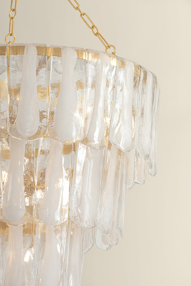 Hudson Valley Tappan 21-Light Chandelier in Vintage Gold Leaf, room setting 2