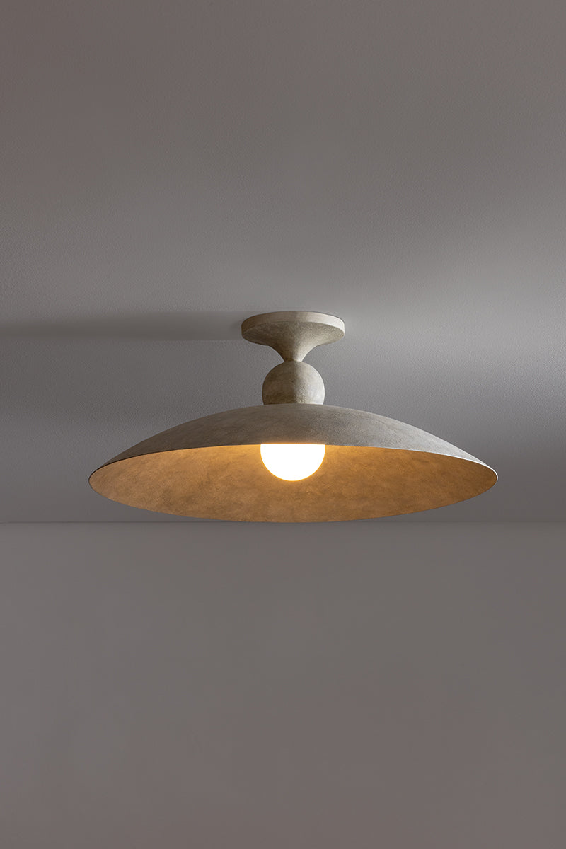 Hudson Valley Teelin Flush Mount in Limewash Plaster, room setting 1