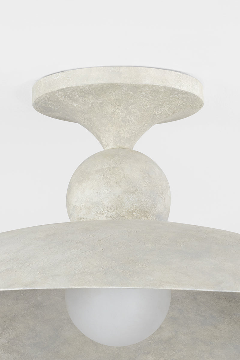 Hudson Valley Teelin Flush Mount in Limewash Plaster, room setting 2