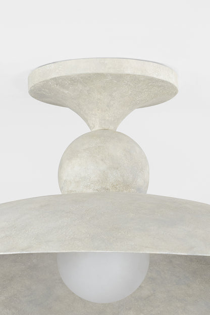 Hudson Valley Teelin Flush Mount in Limewash Plaster, room setting 2