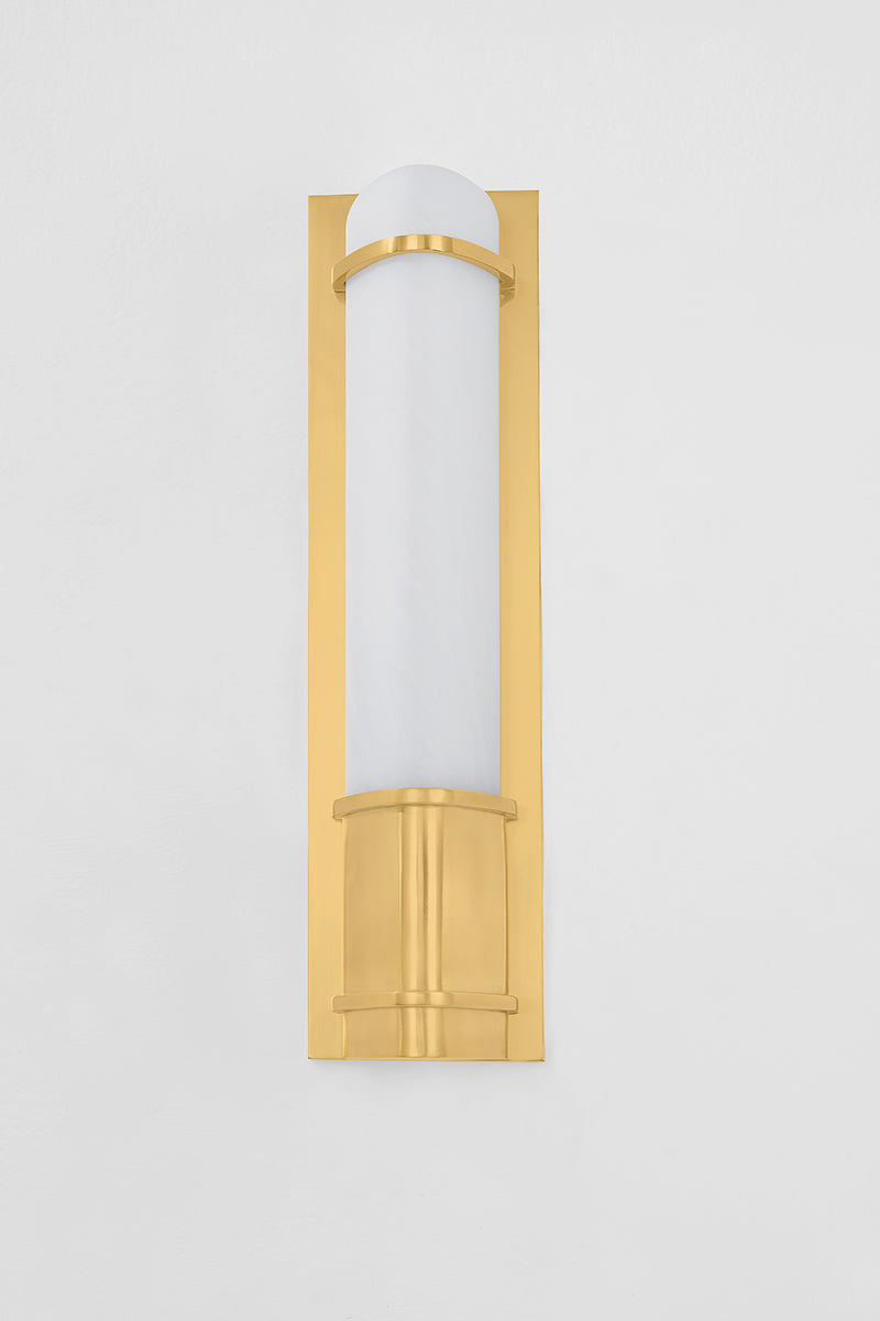 Hudson Valley Tottenville Wall Sconce in Aged Brass, room setting 1