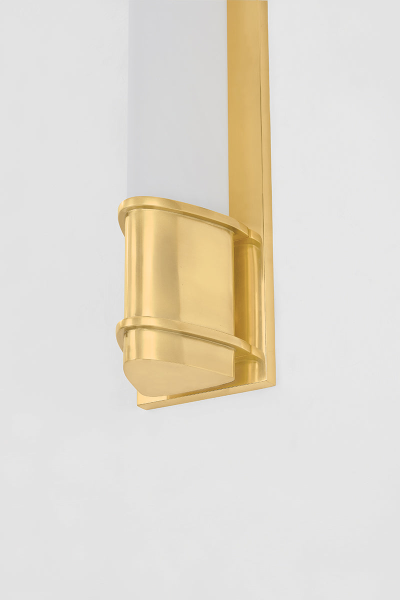 Hudson Valley Tottenville Wall Sconce in Aged Brass, room setting 2