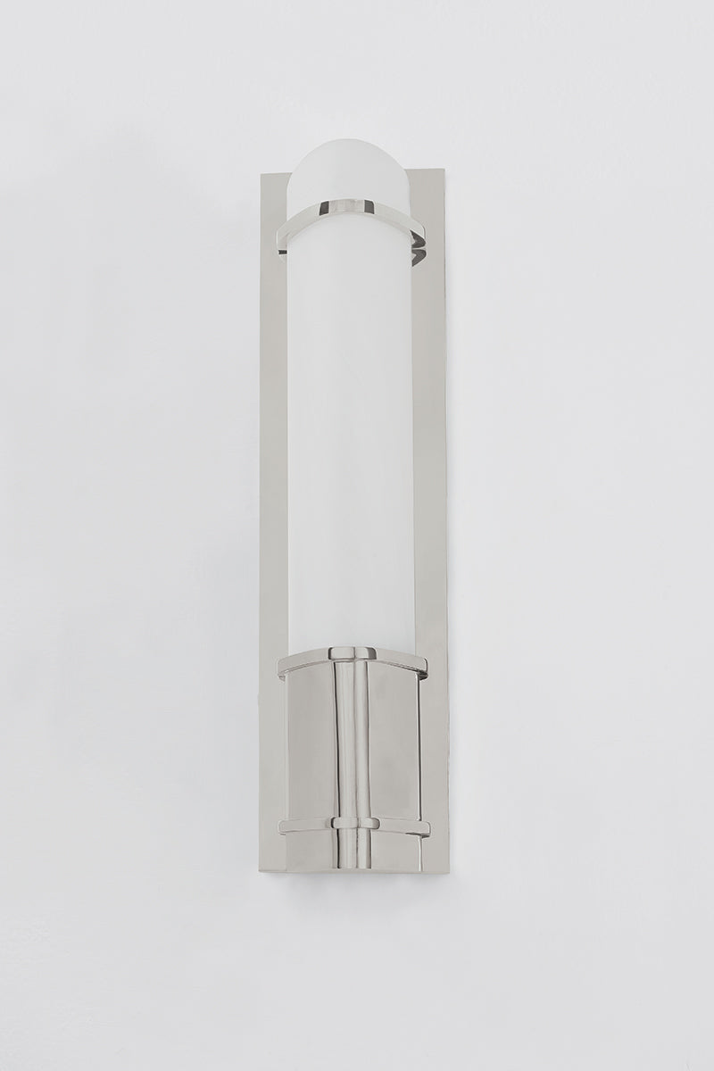 Hudson Valley Tottenville Wall Sconce in Polished Nickel, room setting 1