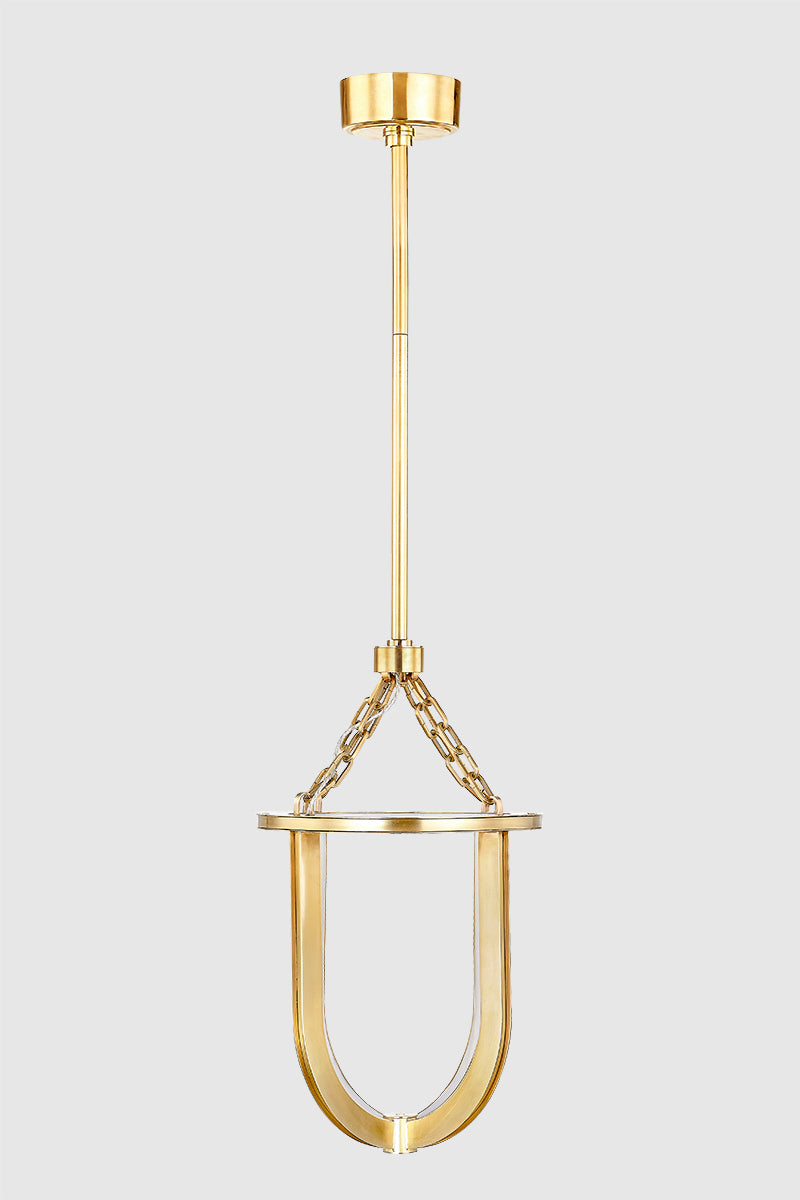 Hudson Valley Tournu 11.5" Lantern in Aged Brass, room setting 1