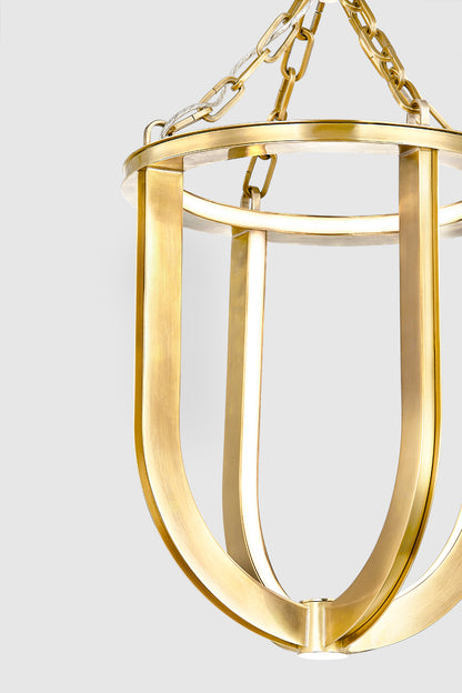 Hudson Valley Tournu 11.5" Lantern in Aged Brass, room setting 2