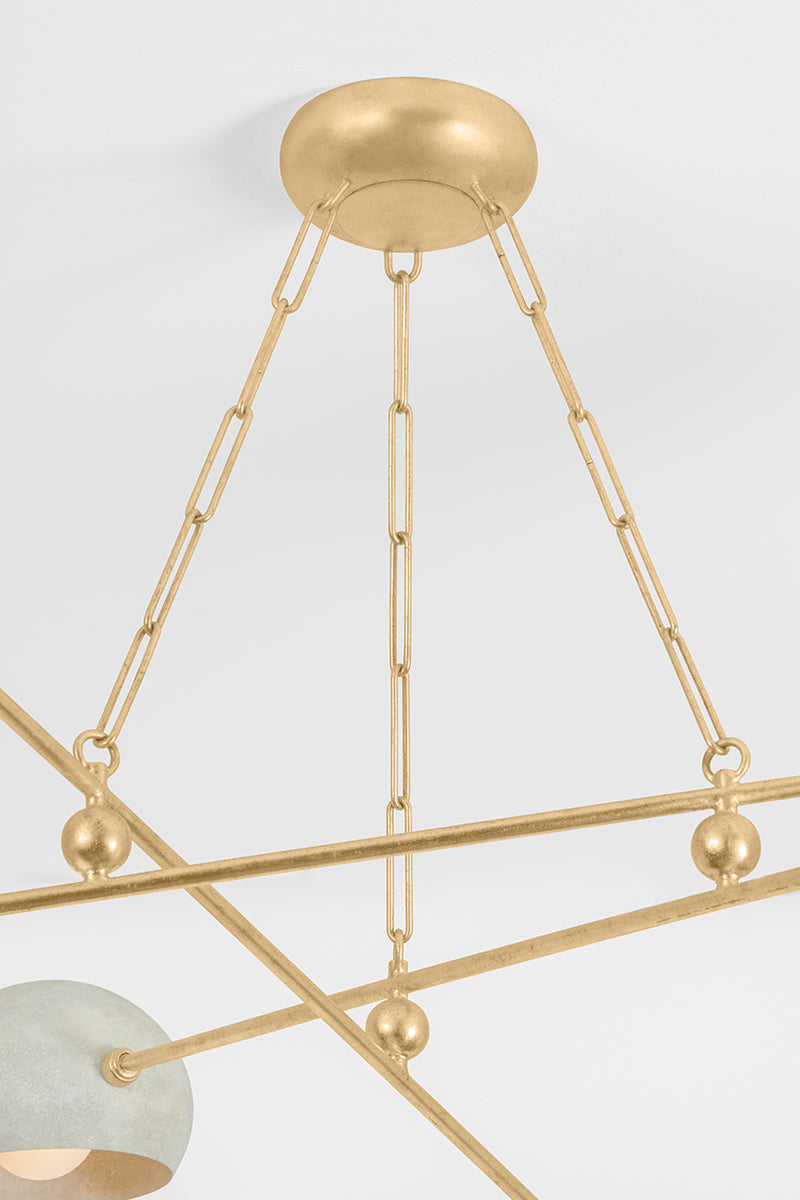 Hudson Valley Turner 6-Light Chandelier in Vintage Gold Leaf, room setting 2