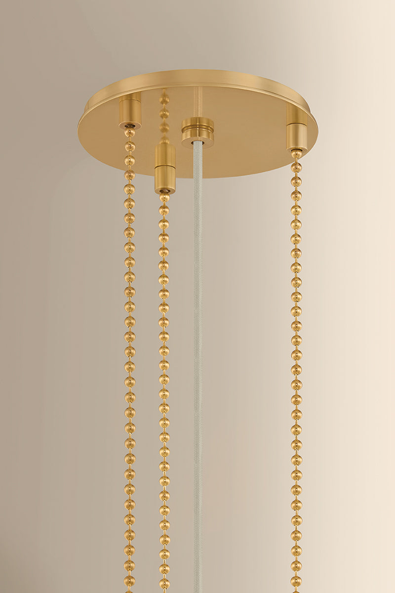 Hudson Valley Valeria 3-Light Pendant in Aged Brass, room setting 1