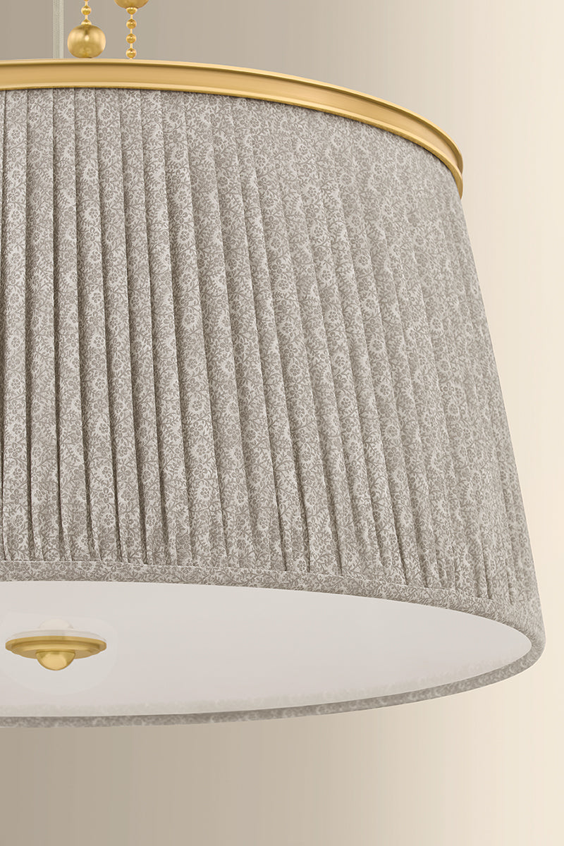Hudson Valley Valeria 3-Light Pendant in Aged Brass, room setting 2