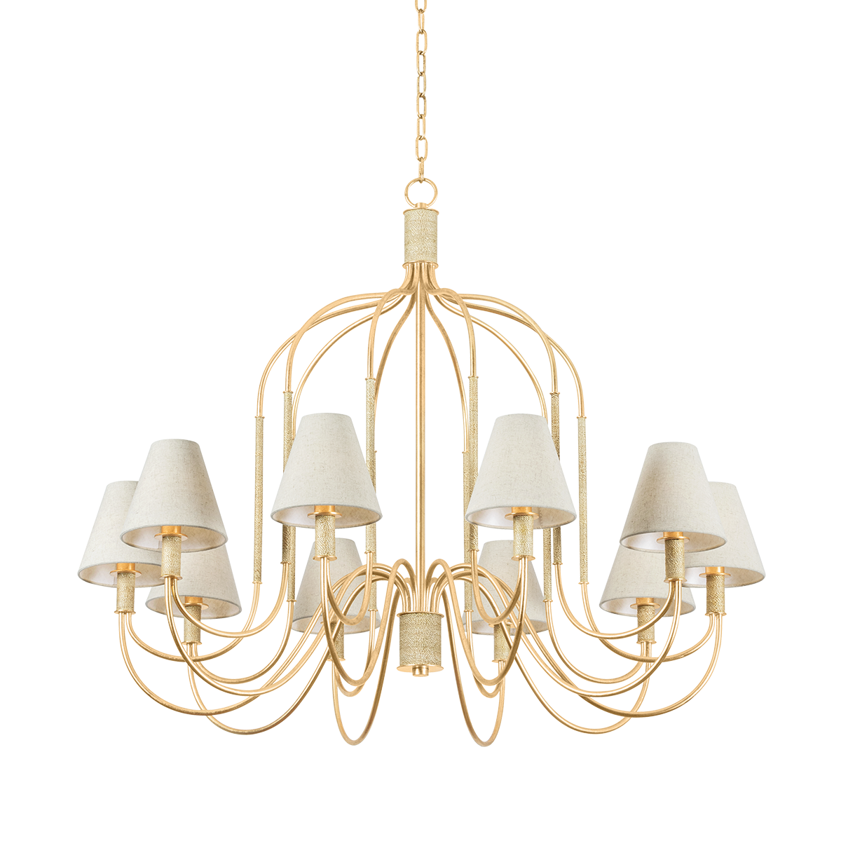 Hudson Valley Warrensburg 10-Light Chandelier Vintage Gold Leaf