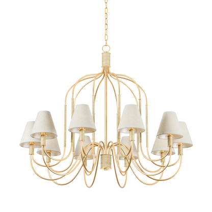 Hudson Valley Warrensburg 10-Light Chandelier Vintage Gold Leaf