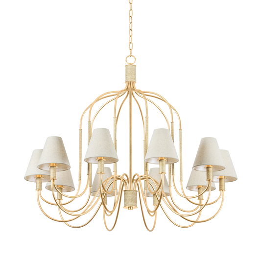 Hudson Valley Warrensburg 10-Light Chandelier Vintage Gold Leaf